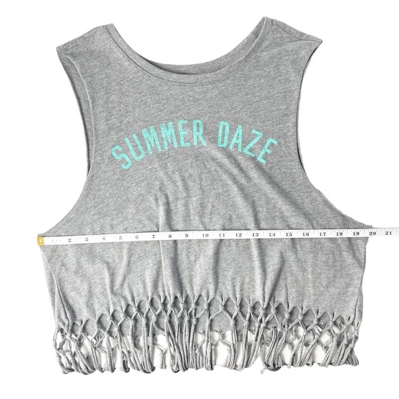 Hollister Gray and Teal Summer Daze Boho Festival Fringe Tank Top - Picture 9 of 10